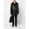Philipp Plein shearling-lining leather coat - Black