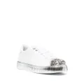 Philipp Plein crystal-embellished lace-up leather sneakers - White