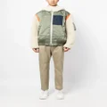 sacai colour-block zip-up hooded jacket - Green