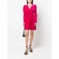 GANNI long-sleeve gathered velvet minidress - Pink