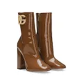 Dolce & Gabbana 90mm logo-plaque leather boots - Brown