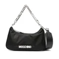 Moschino logo-plaque detail shoulder bag - Black
