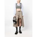 sacai Suiting Mix layered midi skirt - Brown