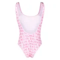 Balmain logo-print scoop-neck swimsuit - Pink
