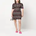Missoni zigzag-embroidered wool-blend dress - Black