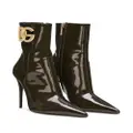 Dolce & Gabbana 105mm logo-plaque leather boots - Brown