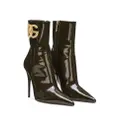 Dolce & Gabbana 105mm logo-plaque leather boots - Brown