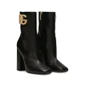 Dolce & Gabbana 90mm logo-plaque leather boots - Black