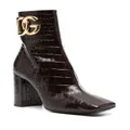 Dolce & Gabbana 90mm logo-plaque leather ankle boots - Brown