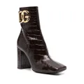 Dolce & Gabbana 90mm logo-plaque leather ankle boots - Brown