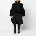 sacai faux-fur trim zipped cardigan - Black