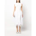 Huishan Zhang feather-trim tweed dress - White