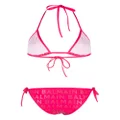 Balmain logo-print halterneck bikini set - Pink