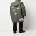 Kenzo logo-patch hooded parka coat - Green