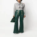 Balmain button-embellished leather flared trousers - Green