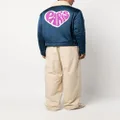 Kenzo heart-embroidery shearling collar jacket - Blue