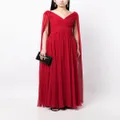 Elie Saab draped V-neck silk gown - Red