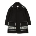 Burberry Kids Fair Isle intarsia-knit logo car coat - Black