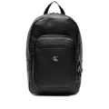 Calvin Klein Jeans logo-patch leather backpack - Black