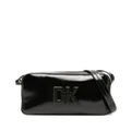 DKNY logo-plaque leather crossbody bag - Black