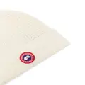 Canada Goose logo-patch ribbed-knit beanie - White