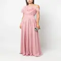 Elie Saab Tuscan feather-trim silk dress - Pink