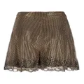 Elie Saab studded lace short shorts - Gold