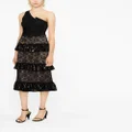 Elie Saab sequin-embellished lace tiered skirt - Black