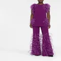 Elie Saab feather-trim crepe blouse - Purple
