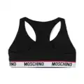 Moschino logo-tape sports bra - Black