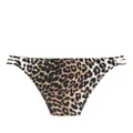 GANNI leopard-print cut-out bikini bottoms - Brown