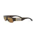 Dolce & Gabbana Eyewear logo-plaque tortoiseshell rectangle-frame sunglasses - Brown