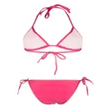 Balmain logo-print triangle-cup bikini - Pink