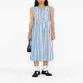GANNI striped organic cotton midi dress - Blue