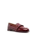 Aquazzura Martin crocodile-embossed leather loafers - Red
