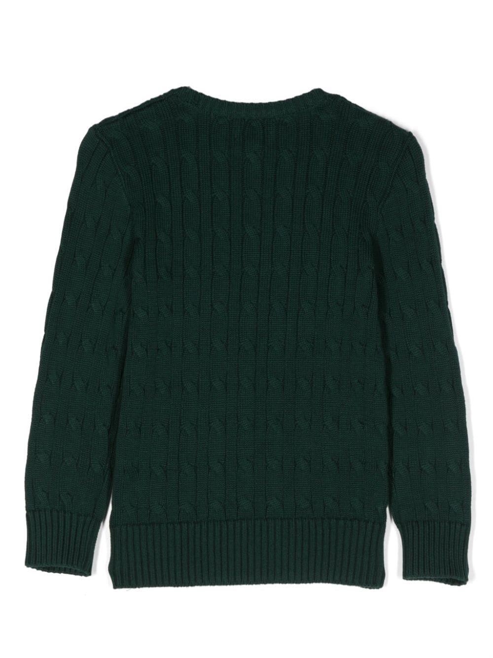 Ralph Lauren Kids Polo Pony cable-knit cotton jumper - Green