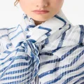Emporio Armani striped sheer-finish scarf - Blue