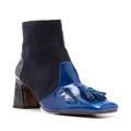 Chie Mihara 85mm tassel panelled leather boots - Blue