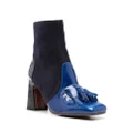 Chie Mihara 85mm tassel panelled leather boots - Blue