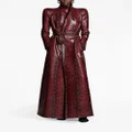 Balenciaga snake-effect leather trench coat - Red