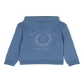 Brunello Cucinelli Kids logo-embroidered zipped cotton hoodie - Blue
