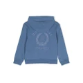 Brunello Cucinelli Kids logo-embroidered zipped cotton hoodie - Blue