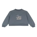 Brunello Cucinelli Kids slogan-embroidered cotton hoodie - Blue