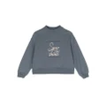 Brunello Cucinelli Kids slogan-embroidered cotton hoodie - Blue