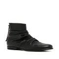 Yohji Yamamoto pleat-detail leather boots - Black