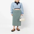 Vince ribbed-knit straight skirt - Green
