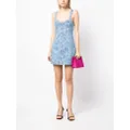 Alessandra Rich floral-print denim mini dress - Blue