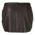 Gestuz straight-cut leather miniskirt - Brown