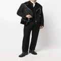 Alexander McQueen logo-patch shearling biker jacket - Black