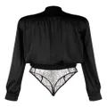 Kiki de Montparnasse crossover silk bodysuit - Black